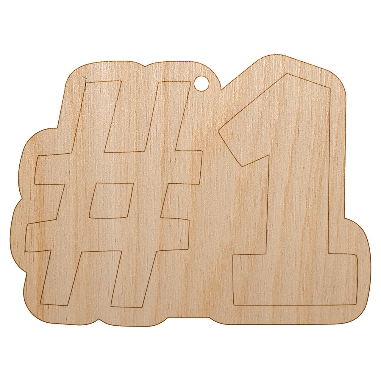 #1 Number One Fun Text Unfinished Craft Wood Holiday Christmas Tree DIY Pre-Drilled Ornament